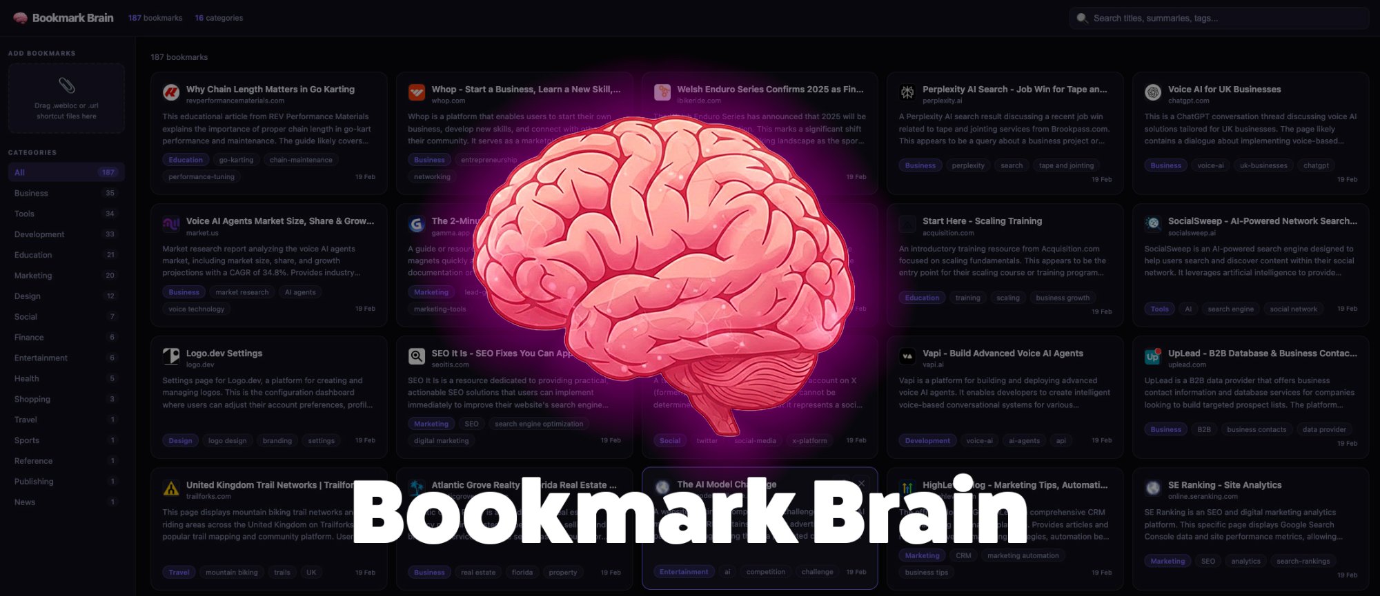 Bookmark Brain full interface